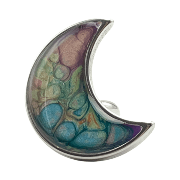 Anillo Mar de luna, pintado a mano