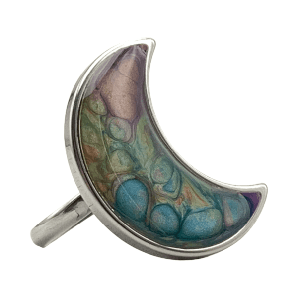 Anillo Mar de luna, pintado a mano - Imagen 3