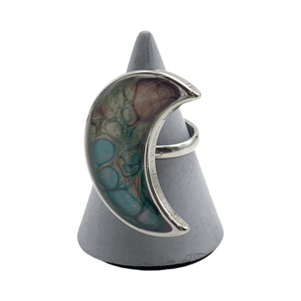 Anillo Mar de luna, pintado a mano - Imagen 4