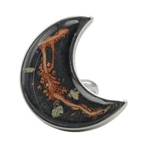 Anillo Paseo nocturno por la luna, pintado a mano