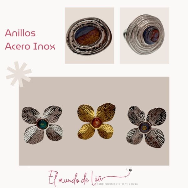 Pack de Anillos Pintados a Mano de Acero Inoxidable - Imagen 6