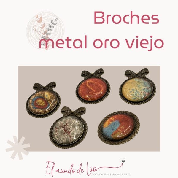 Pack de Broches Pintados a Mano Oro Viejo - Imagen 4