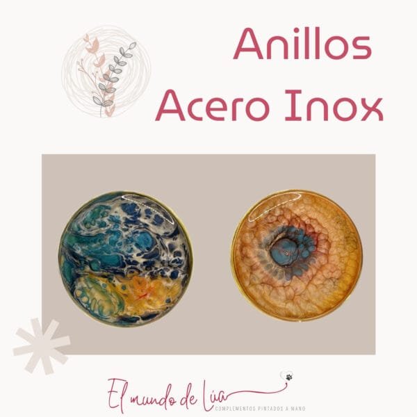 Pack de Anillos Pintados a Mano de Acero Inoxidable - Imagen 2