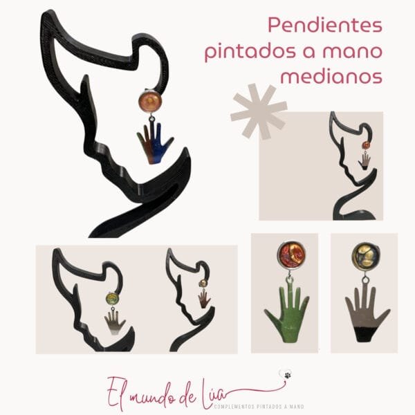 Pack de Pendientes Pintados a Mano con Base de Acero Inoxidable - Imagen 7
