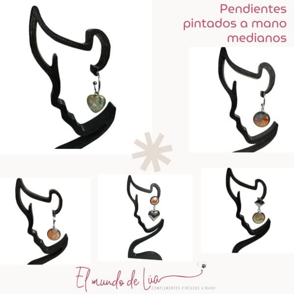 Pack de Pendientes Pintados a Mano con Base de Acero Inoxidable - Imagen 9