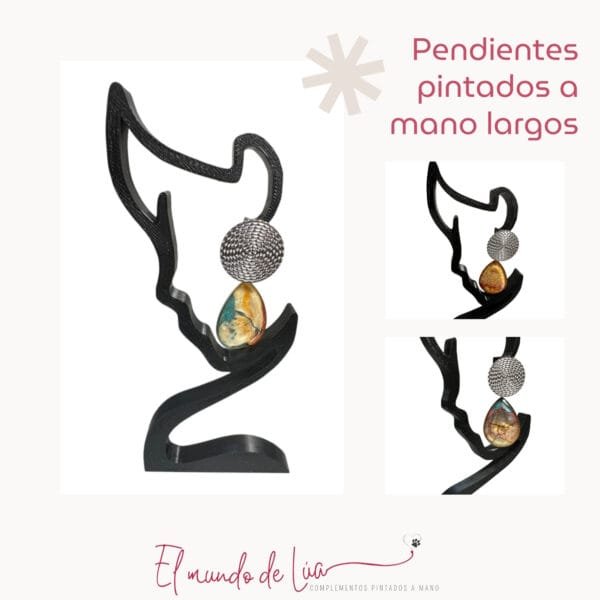 Pack de Pendientes Pintados a Mano con Base de Acero Inoxidable - Imagen 14