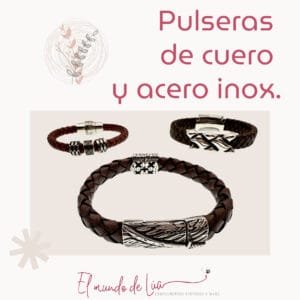Pack de Pulseras de Cuero y Acero Inoxidable para Hombre