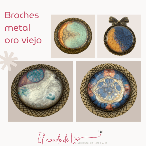 Pack de Broches Pintados a Mano Oro Viejo