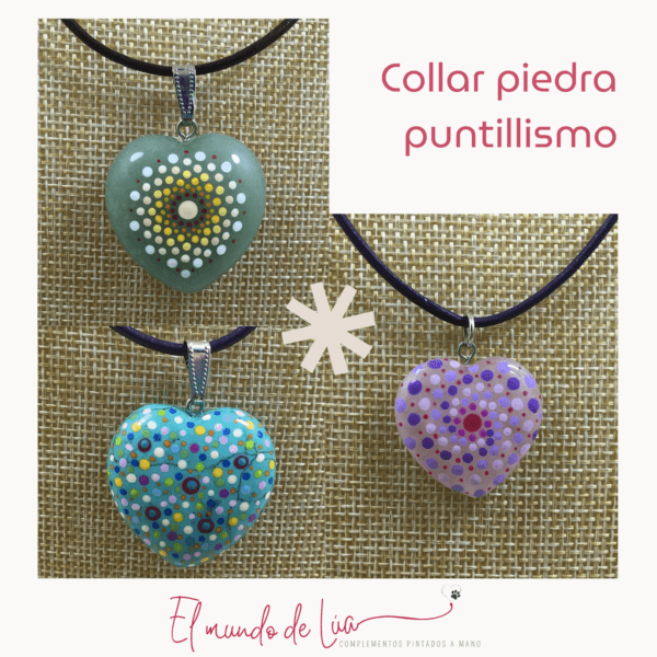Pack de Collares Pintados Técnica del Puntillismo sobre piedra - Imagen 4